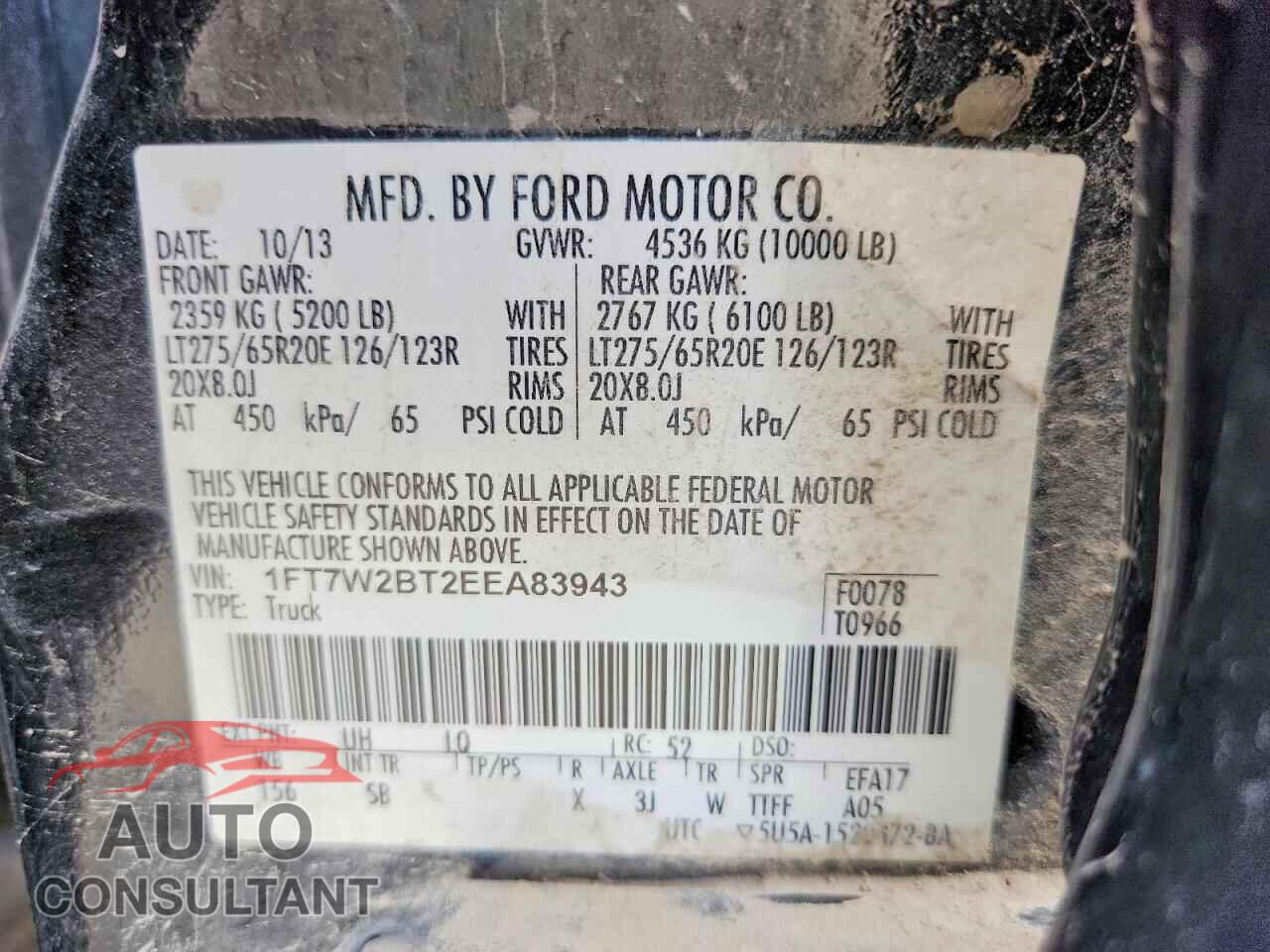 FORD F250 2014 - 1FT7W2BT2EEA83943