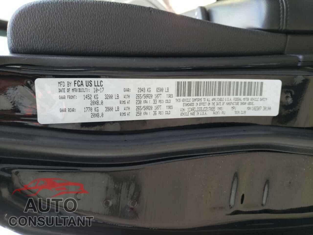 DODGE DURANGO 2018 - 1C4RDJDG5JC217035