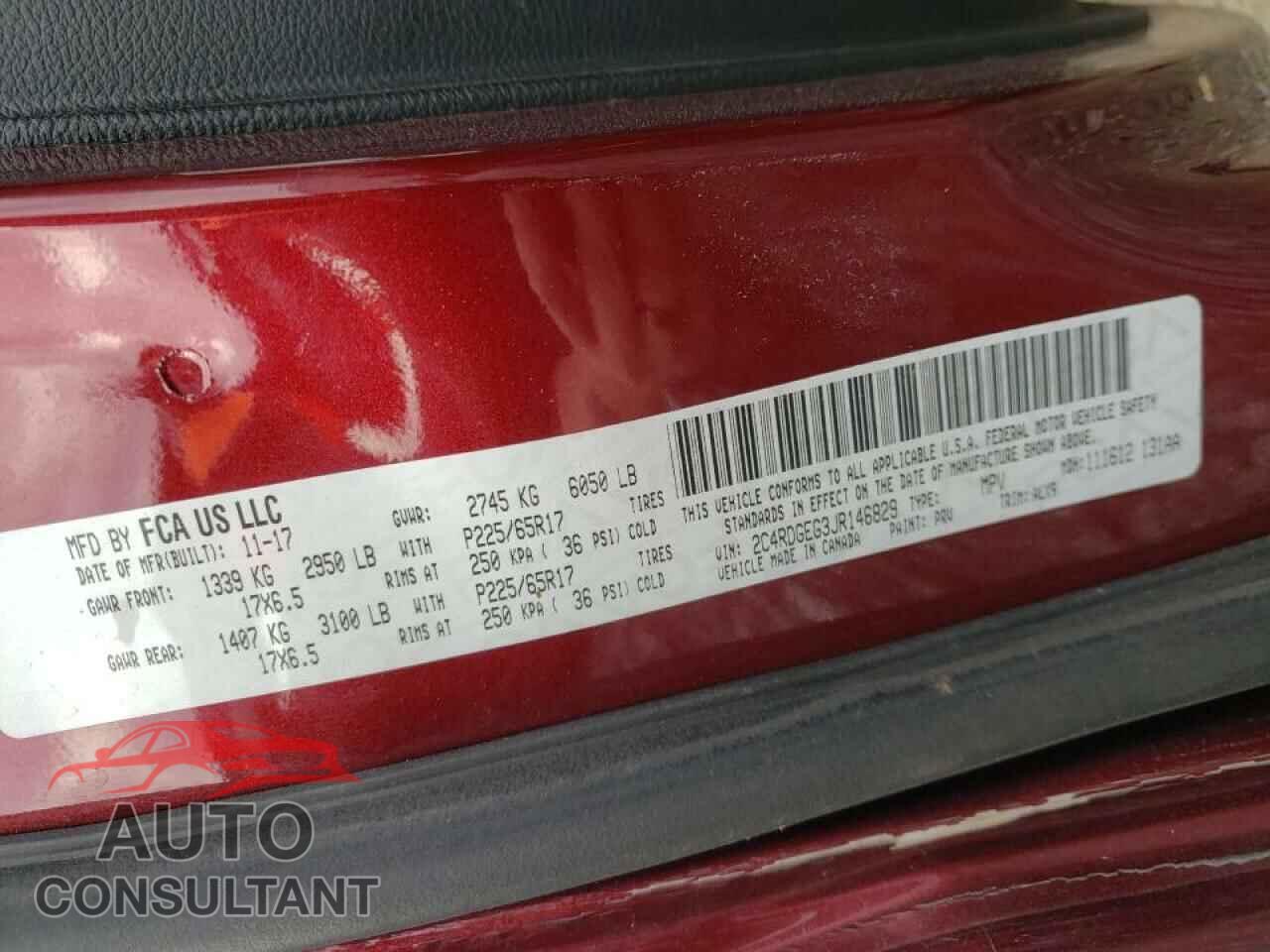 DODGE CARAVAN 2018 - 2C4RDGEG3JR146829