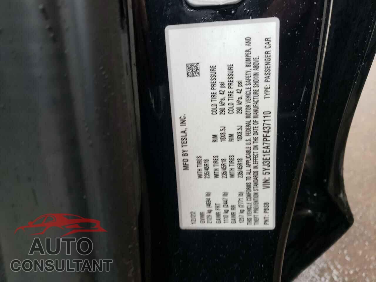 TESLA MODEL 3 2023 - 5YJ3E1EA7PF437110