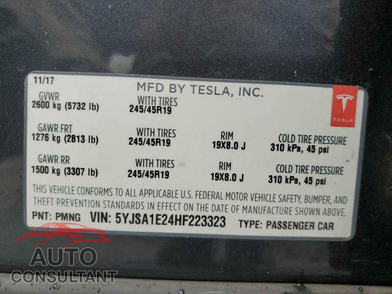 TESLA MODEL S 2017 - 5YJSA1E24HF223323