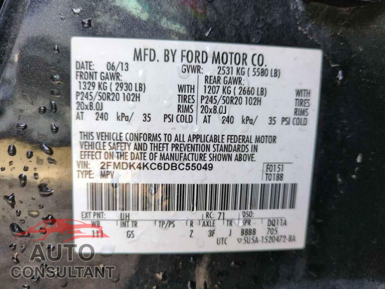 FORD EDGE 2013 - 2FMDK4KC6DBC55049