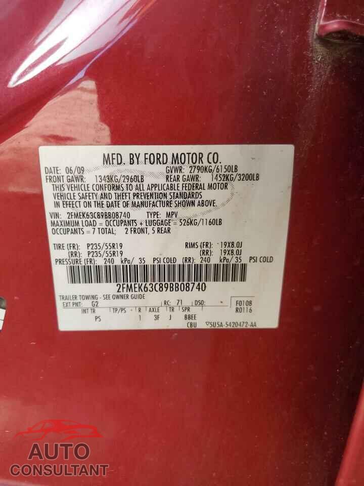 FORD FLEX 2009 - 2FMEK63C89BB08740