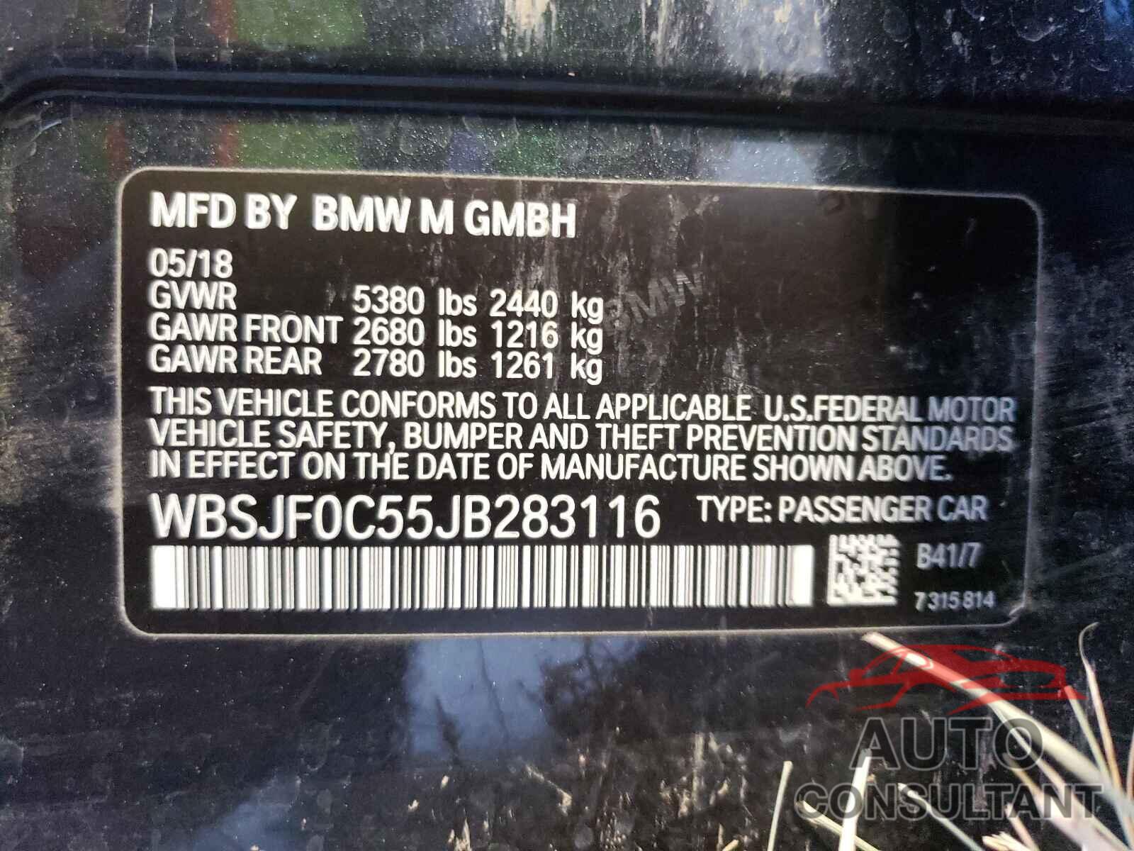BMW M5 2018 - WBSJF0C55JB283116