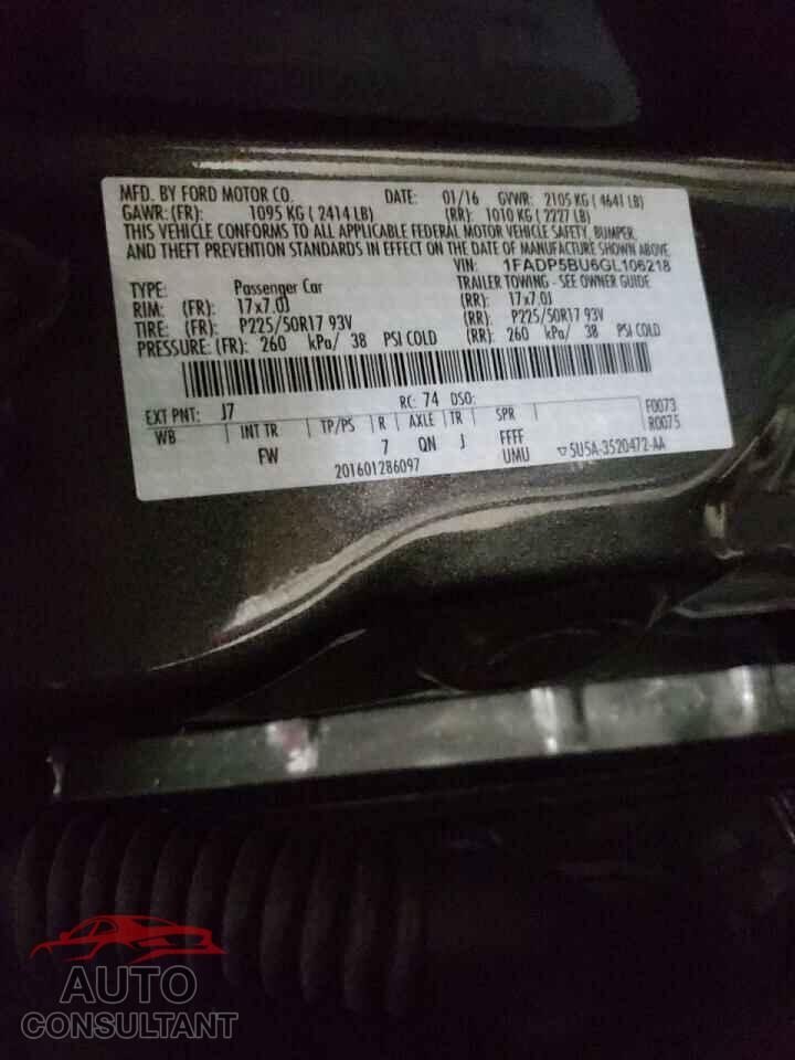 FORD CMAX 2016 - 1FADP5BU6GL106218