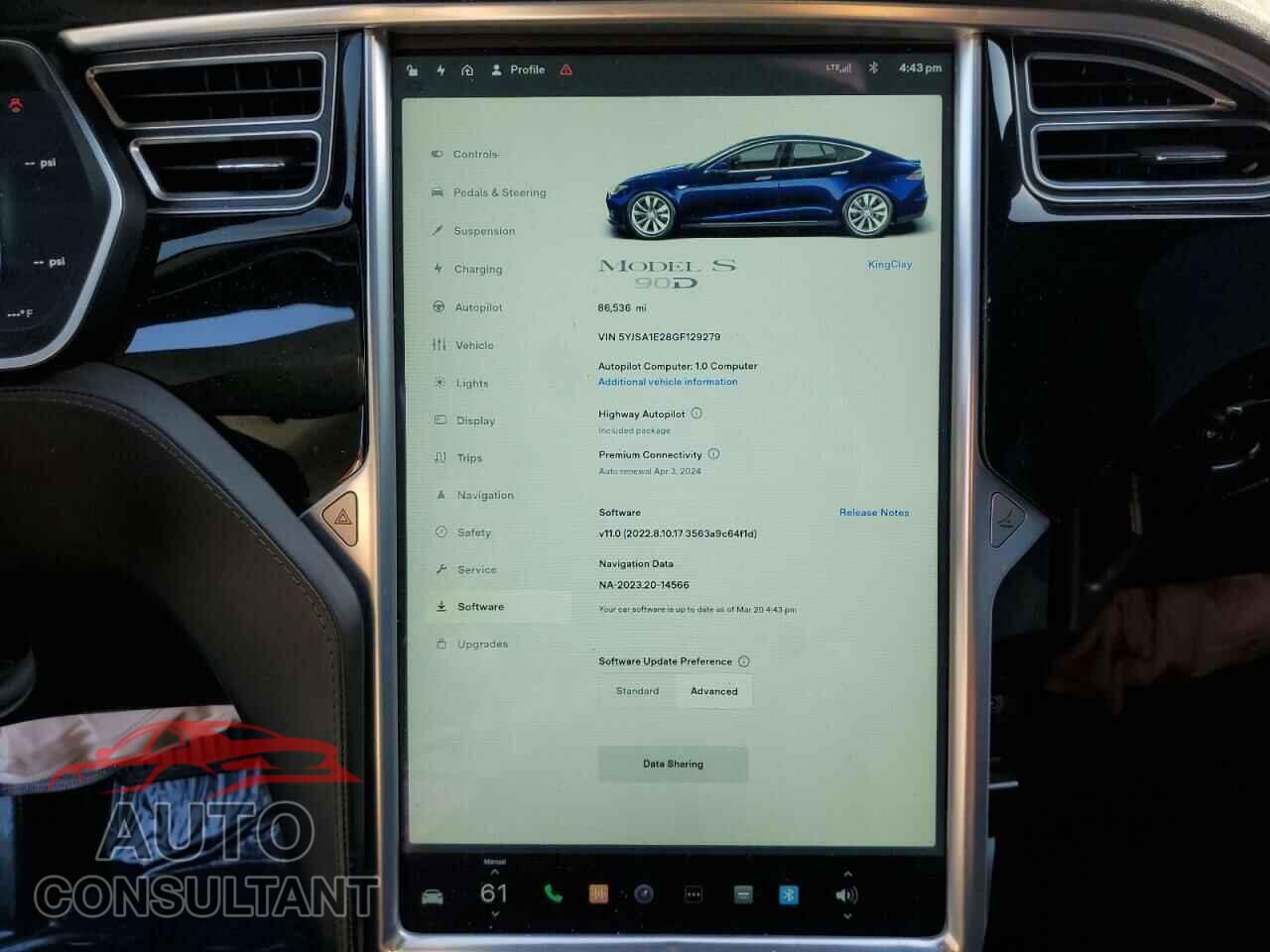 TESLA MODEL S 2016 - 5YJSA1E28GF129279