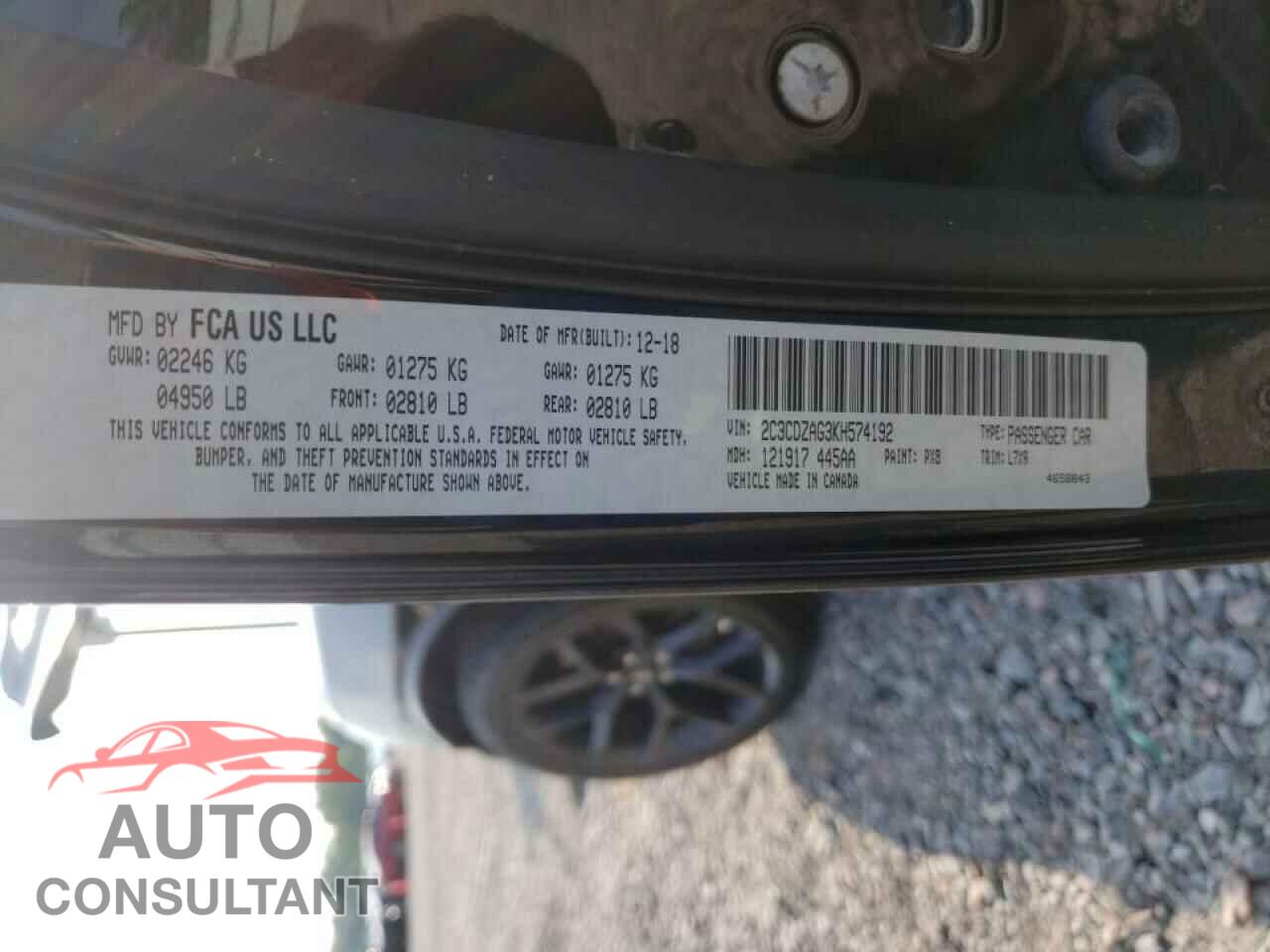 DODGE CHALLENGER 2019 - 2C3CDZAG3KH574192