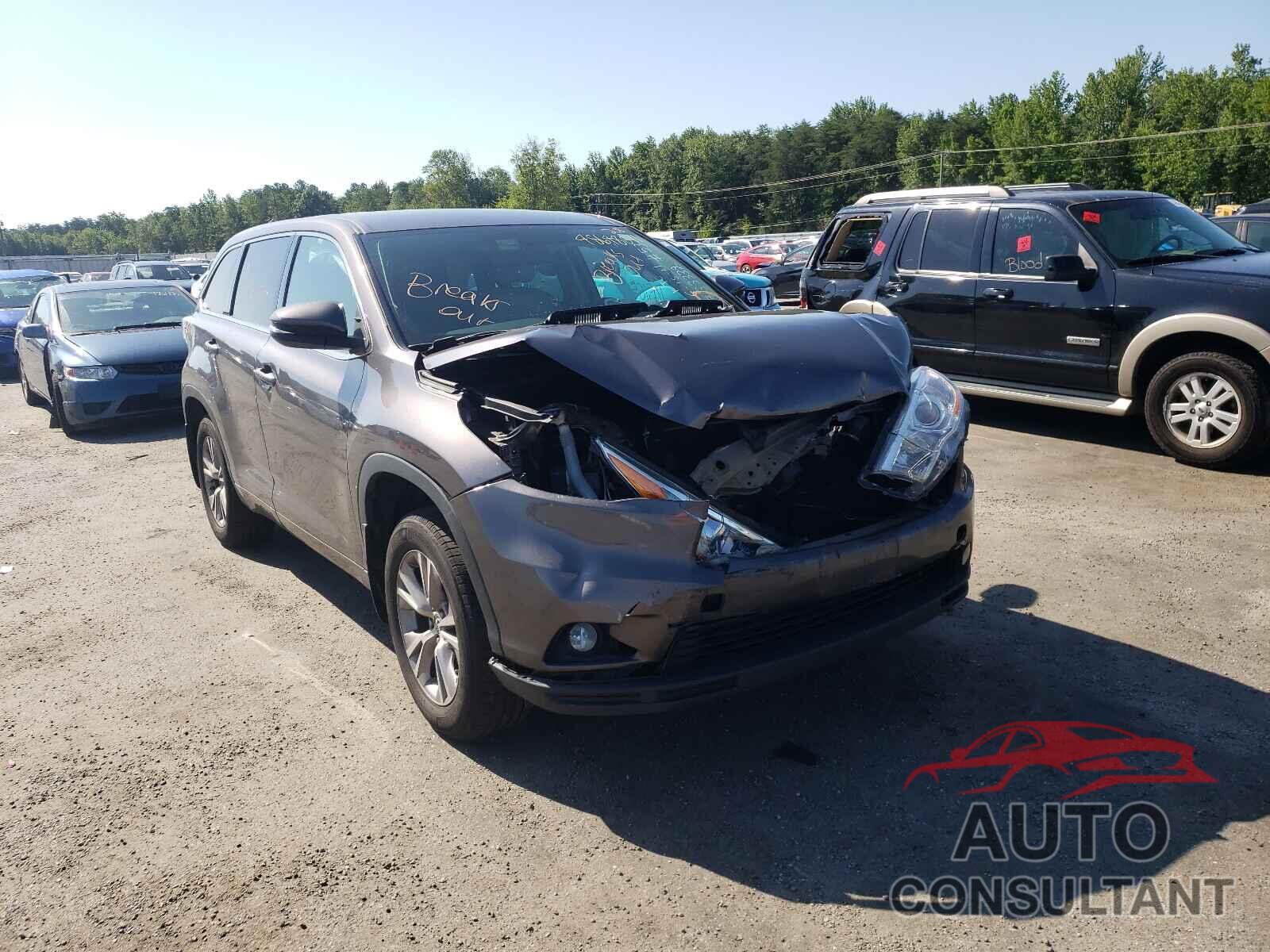 TOYOTA HIGHLANDER 2016 - 5TDBKRFH4GS238199