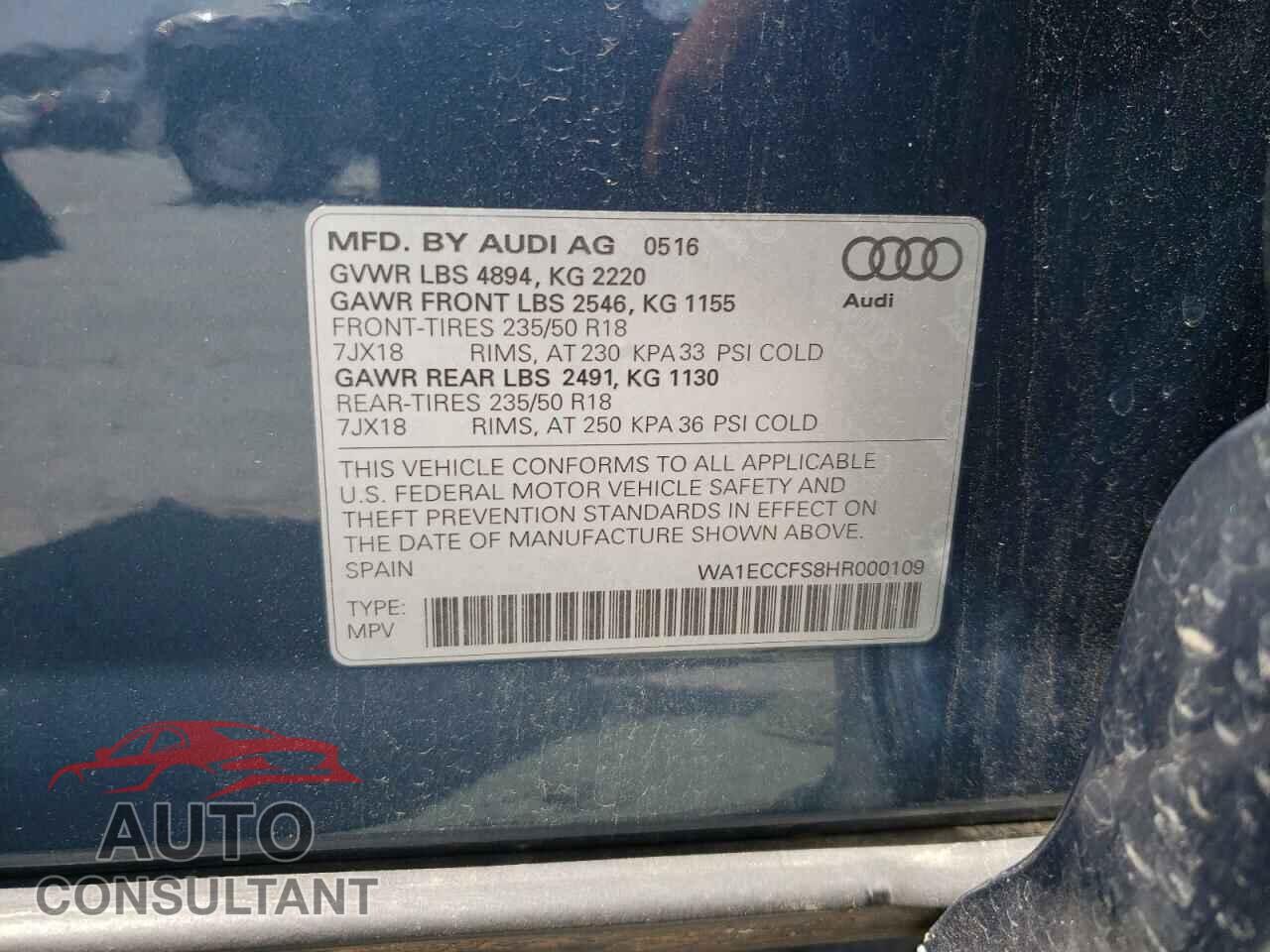 AUDI Q3 2017 - WA1ECCFS8HR000109