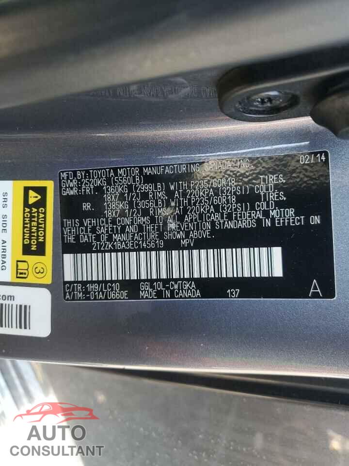 LEXUS RX350 2014 - 2T2ZK1BA3EC145619