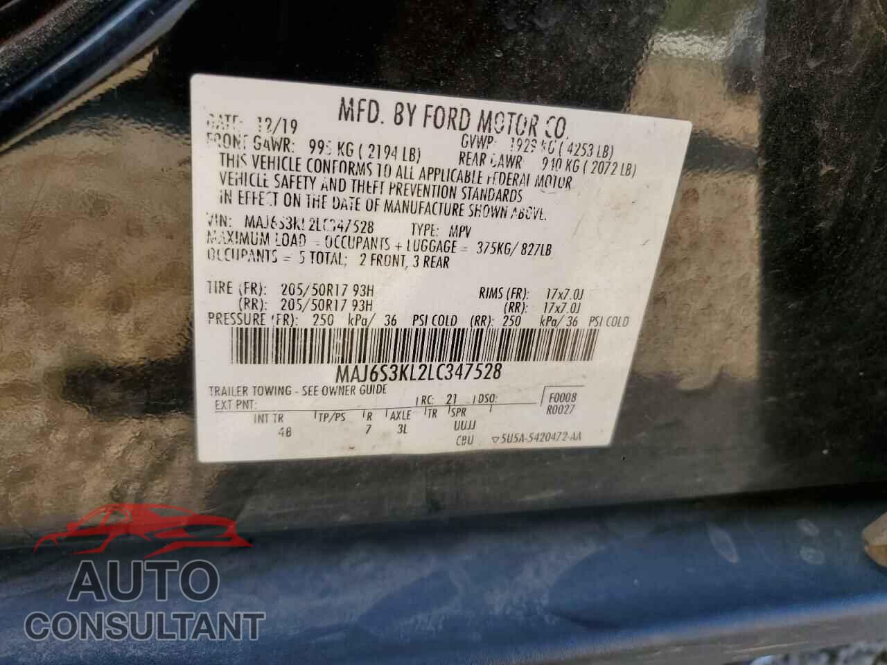FORD ECOSPORT 2020 - MAJ6S3KL2LC347528