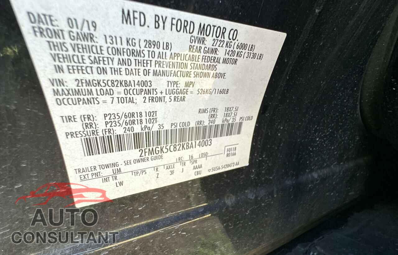 FORD FLEX 2019 - 2FMGK5C82KBA14003