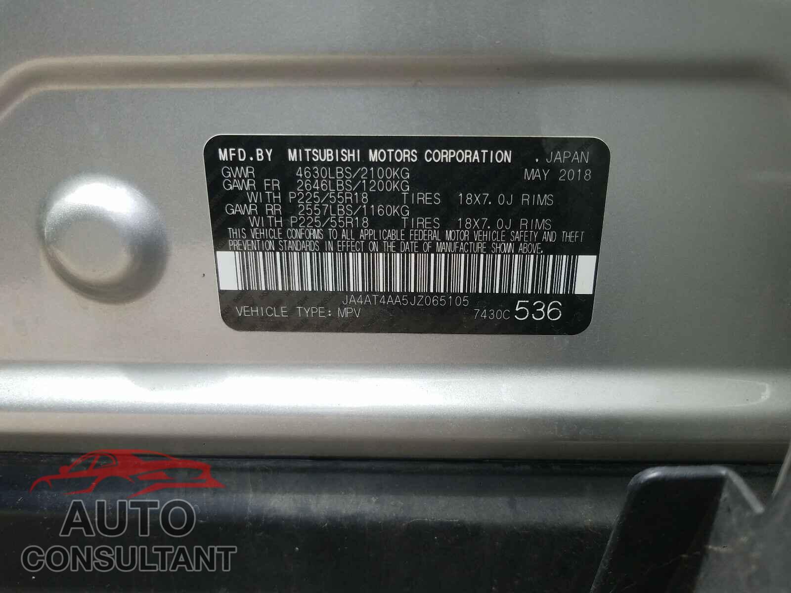 MITSUBISHI ECLIPSE 2018 - JA4AT4AA5JZ065105