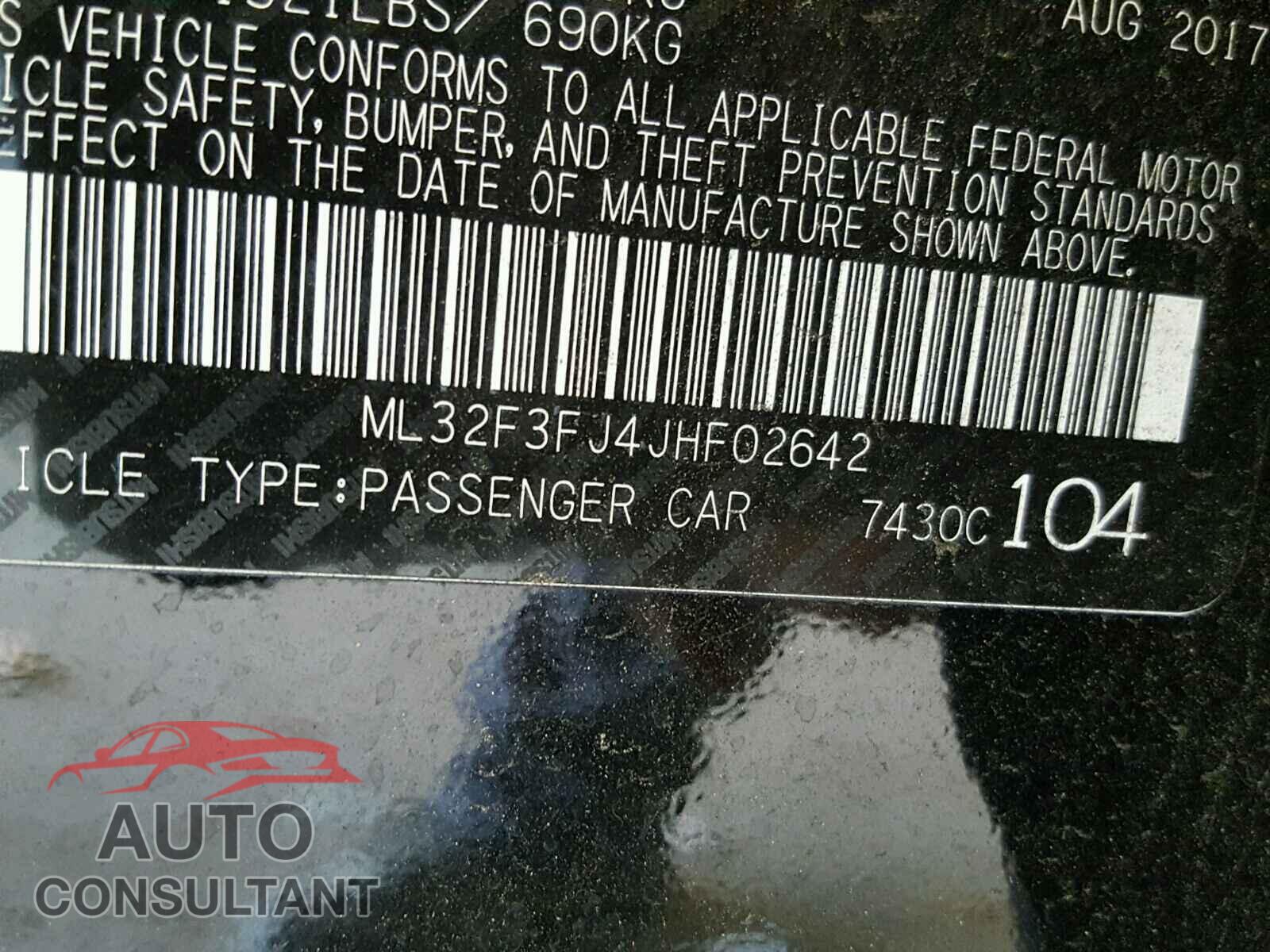 MITSUBISHI MIRAGE 2018 - ML32F3FJ4JHF02642