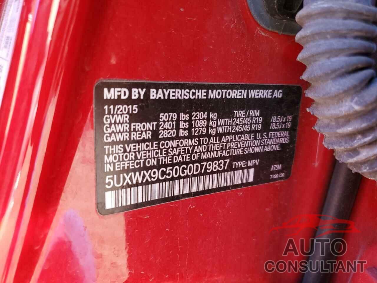 BMW X3 2016 - 5UXWX9C50G0D79837
