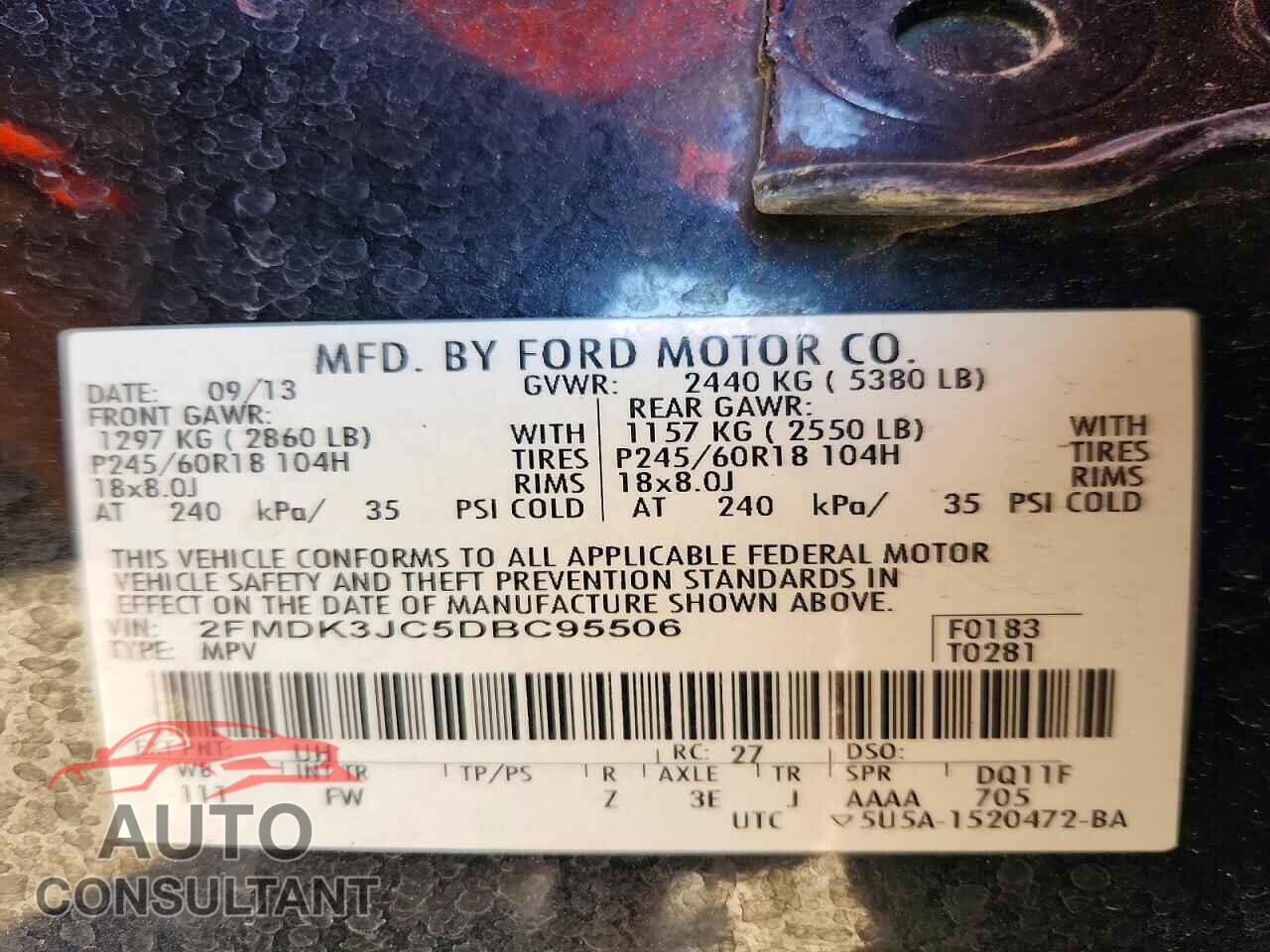 FORD EDGE 2013 - 2FMDK3JC5DBC95506
