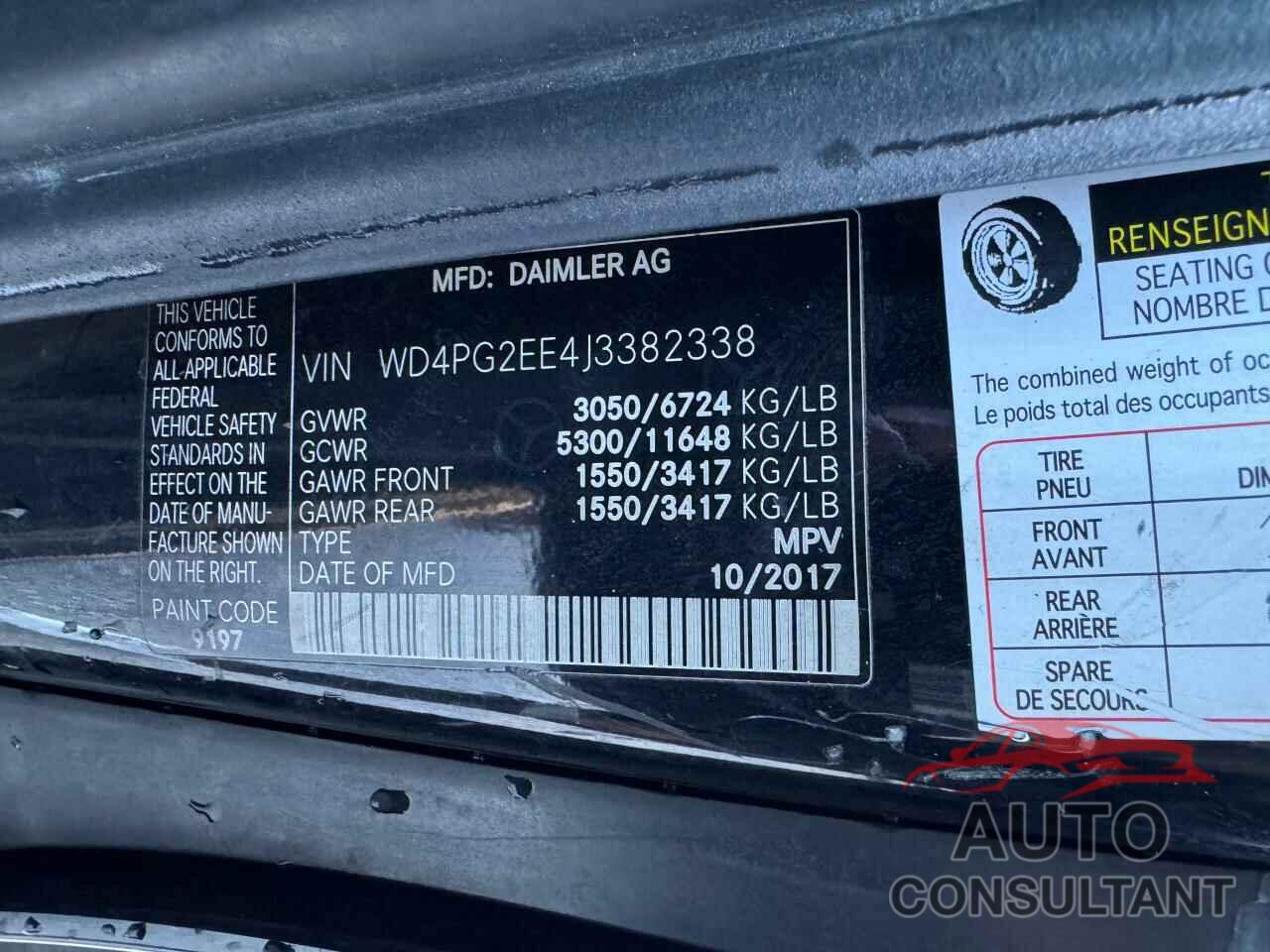 MERCEDES-BENZ METRIS 2018 - WD4PG2EE4J3382338