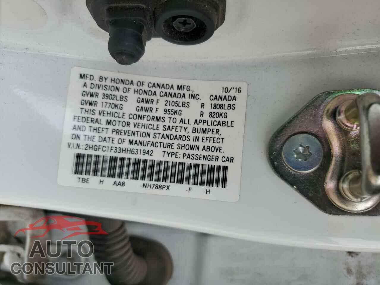 HONDA CIVIC 2017 - 2HGFC1F33HH631942