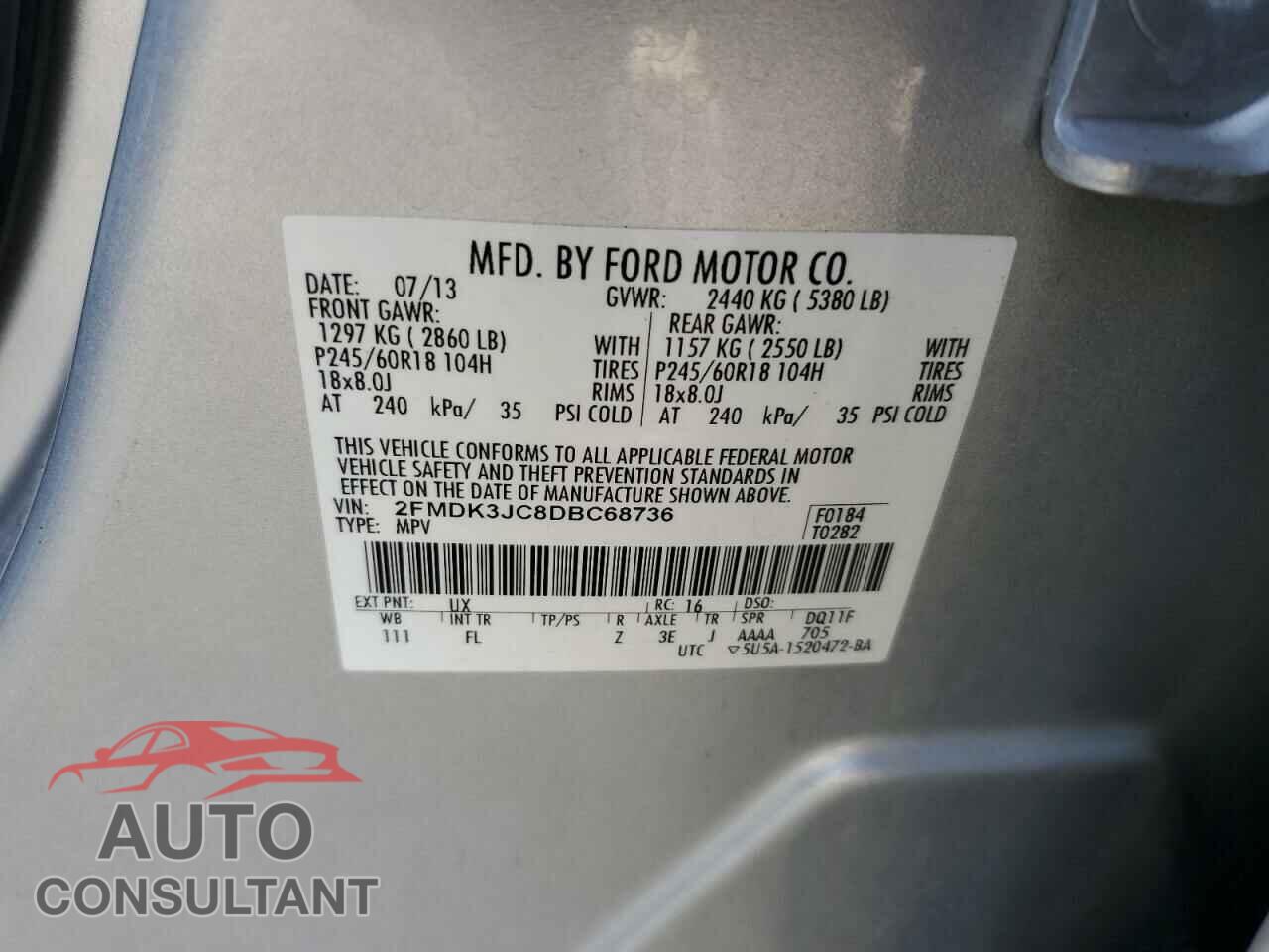 FORD EDGE 2013 - 2FMDK3JC8DBC68736