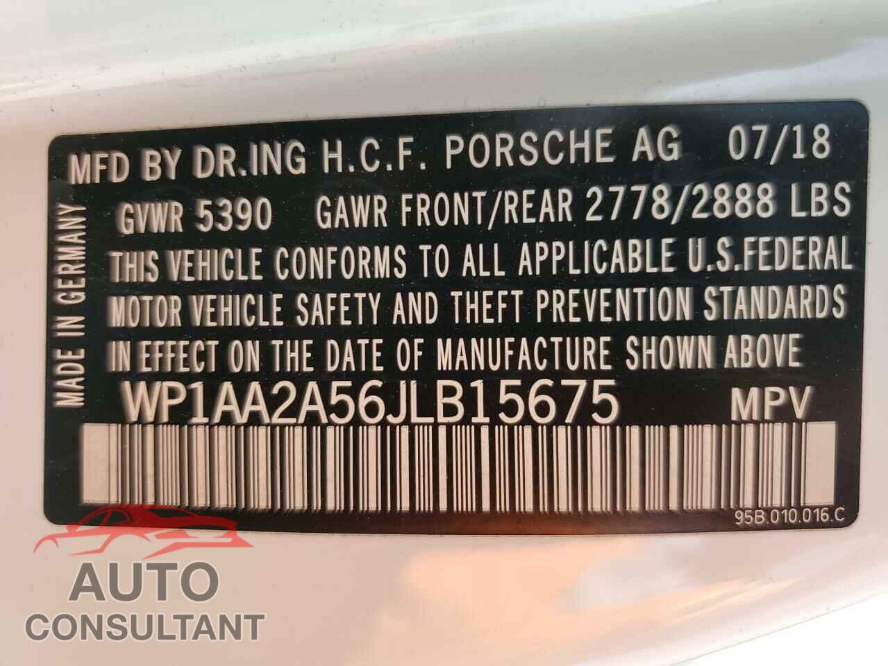 PORSCHE MACAN 2018 - WP1AA2A56JLB15675
