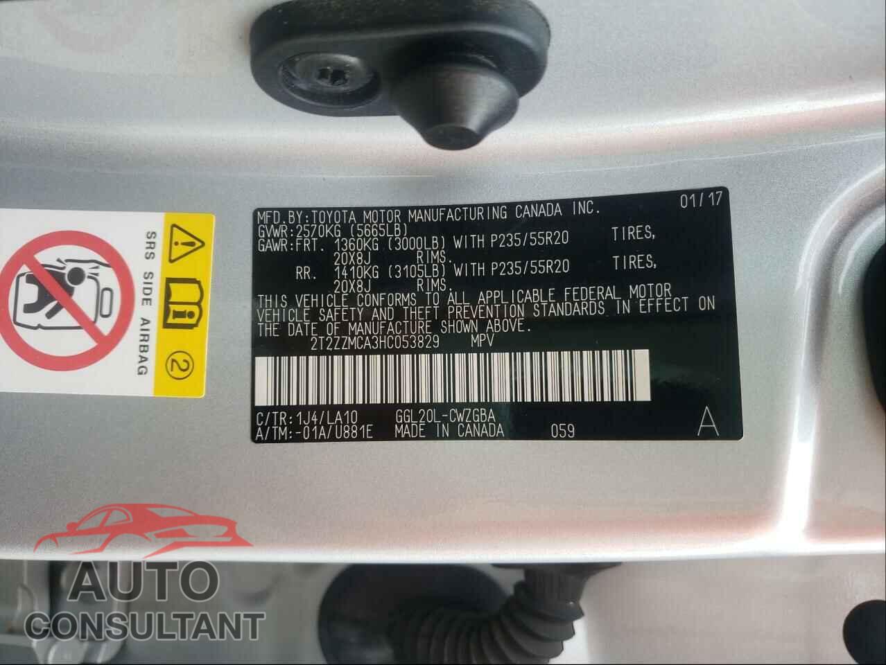 LEXUS RX350 2017 - 2T2ZZMCA3HC053829