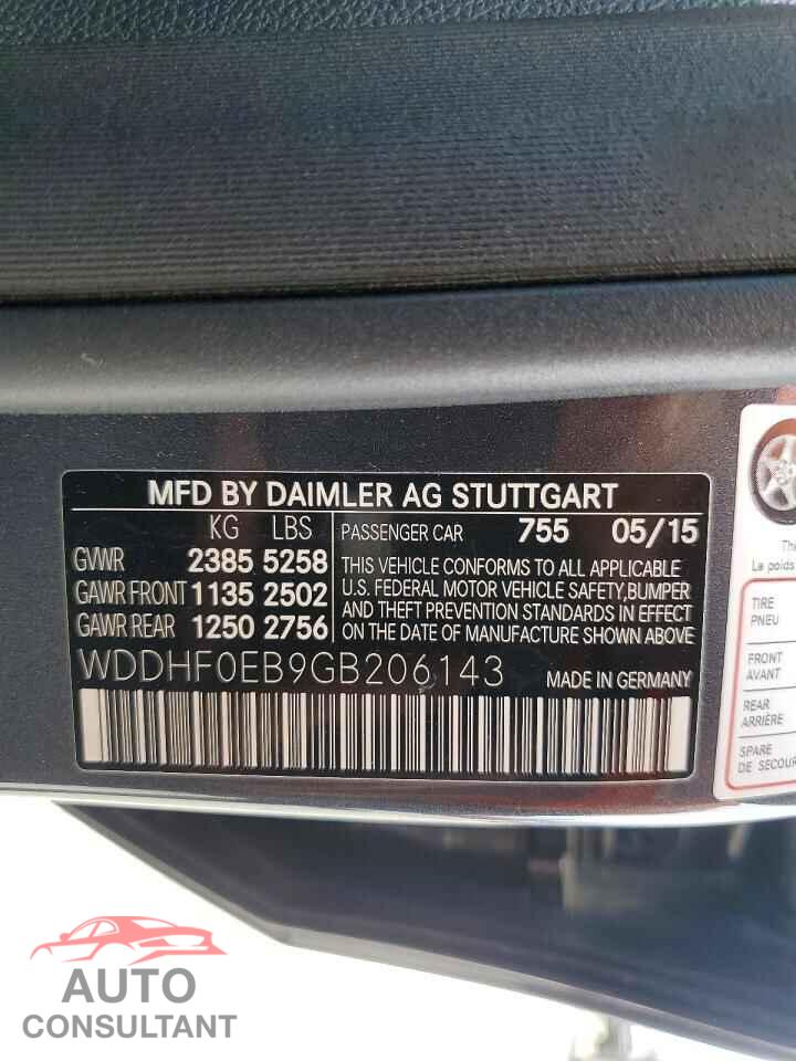 MERCEDES-BENZ E-CLASS 2016 - WDDHF0EB9GB206143
