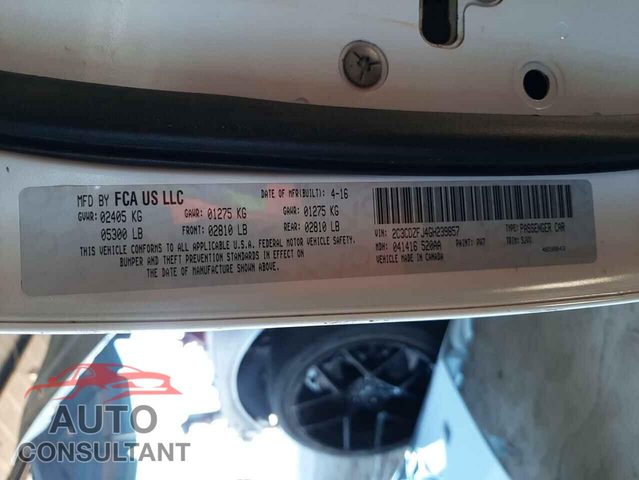 DODGE CHALLENGER 2016 - 2C3CDZFJ4GH239857