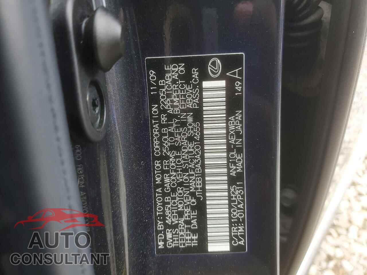 LEXUS HS 2010 - JTHBB1BA3A2014655