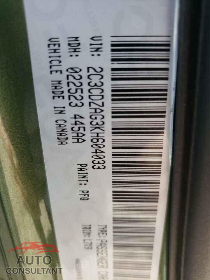 DODGE CHALLENGER 2019 - 2C3CDZAG3KH604033