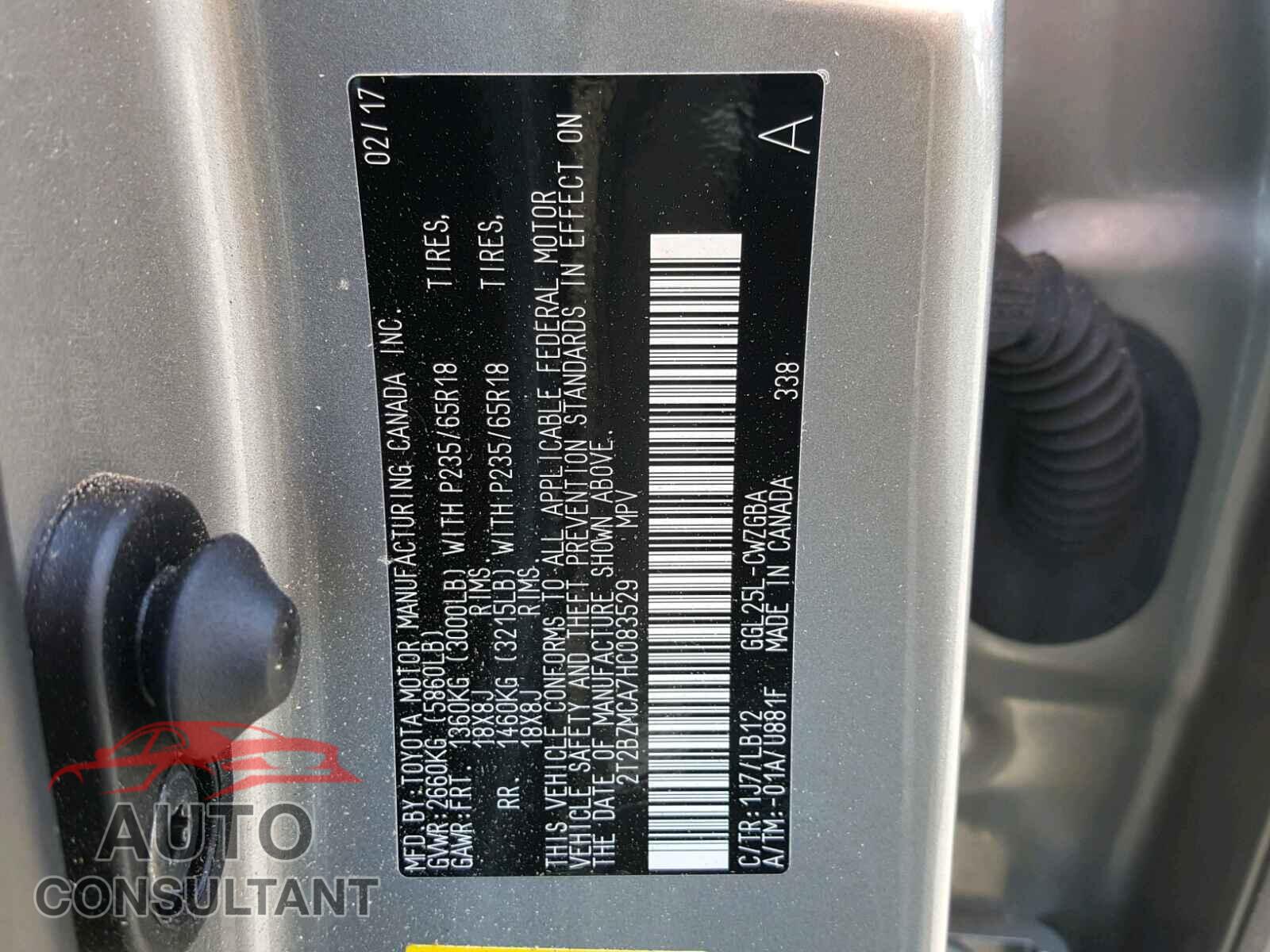 LEXUS RX 350 2017 - 2T2BZMCA7HC083529