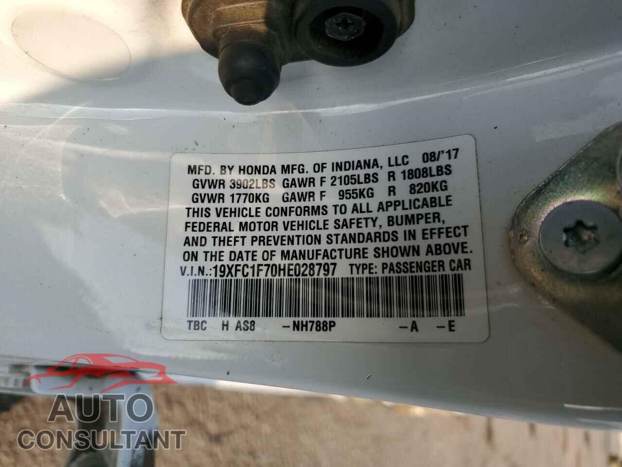 HONDA CIVIC 2017 - 19XFC1F70HE028797