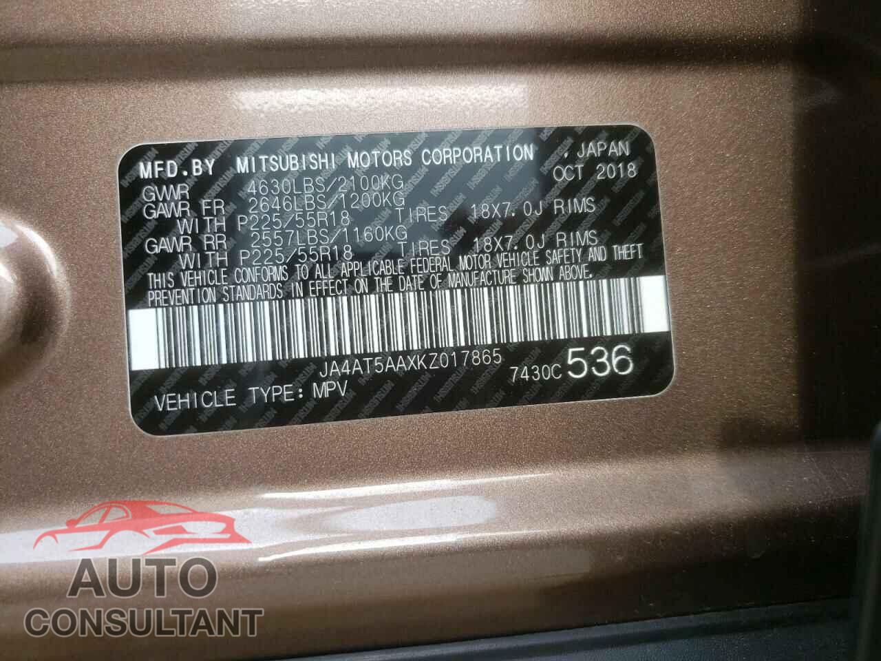 MITSUBISHI ECLIPSE 2019 - JA4AT5AAXKZ017865