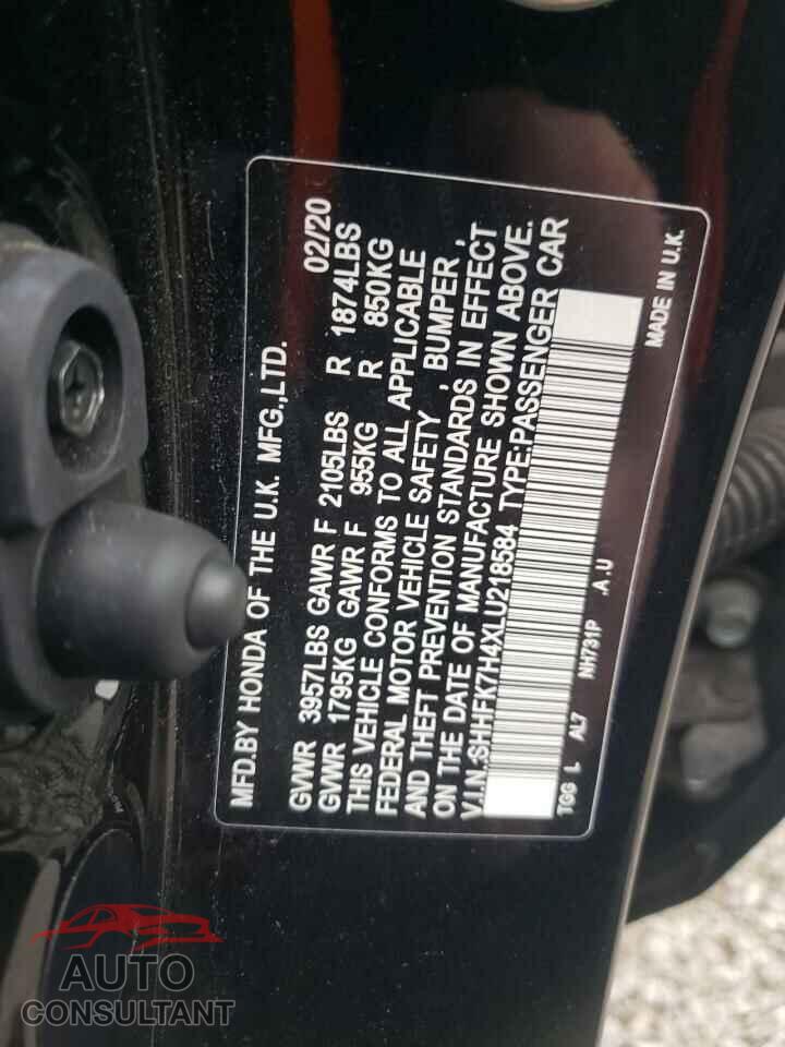 HONDA CIVIC 2020 - SHHFK7H4XLU218584