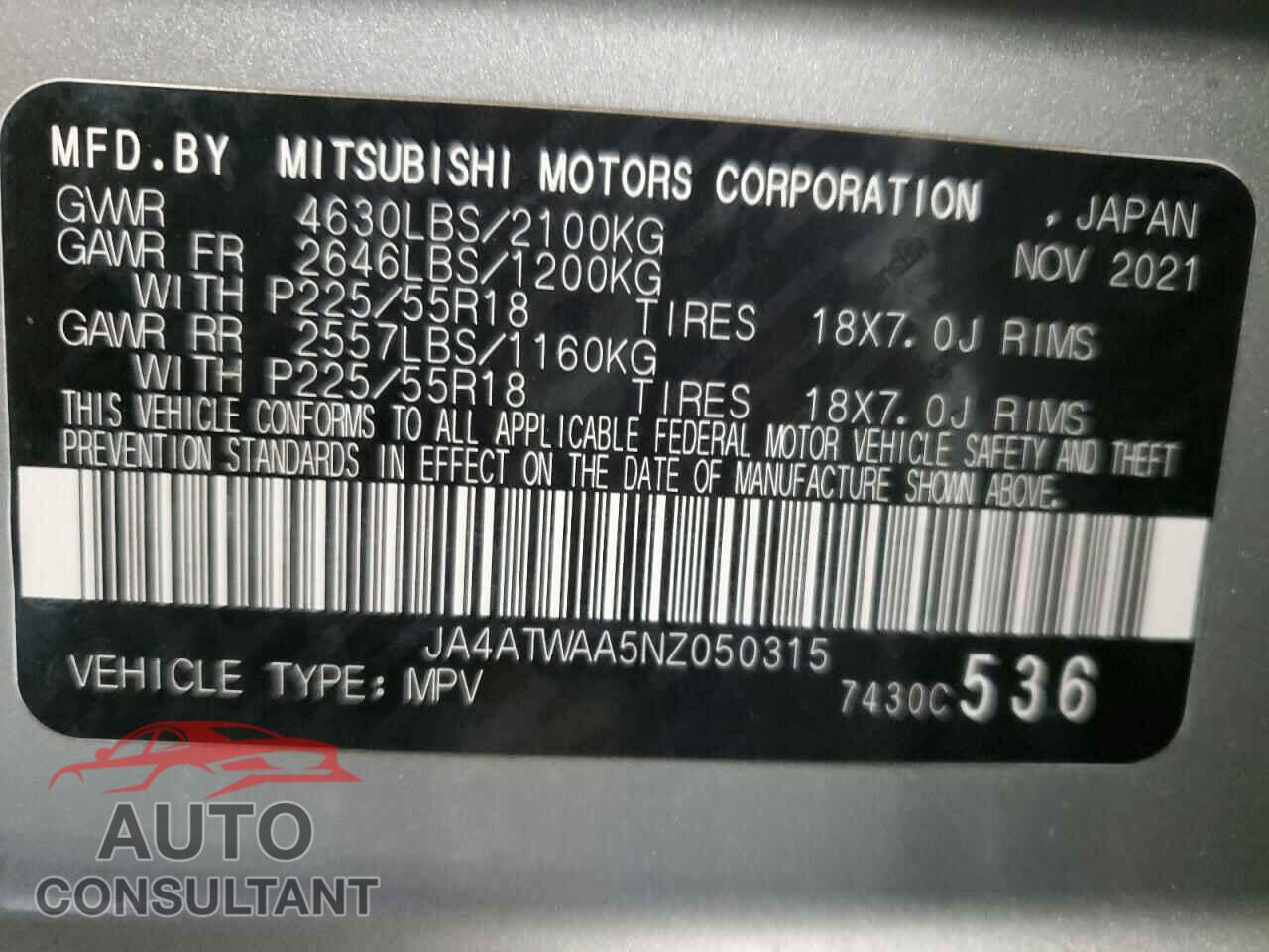 MITSUBISHI ECLIPSE 2022 - JA4ATWAA5NZ050315