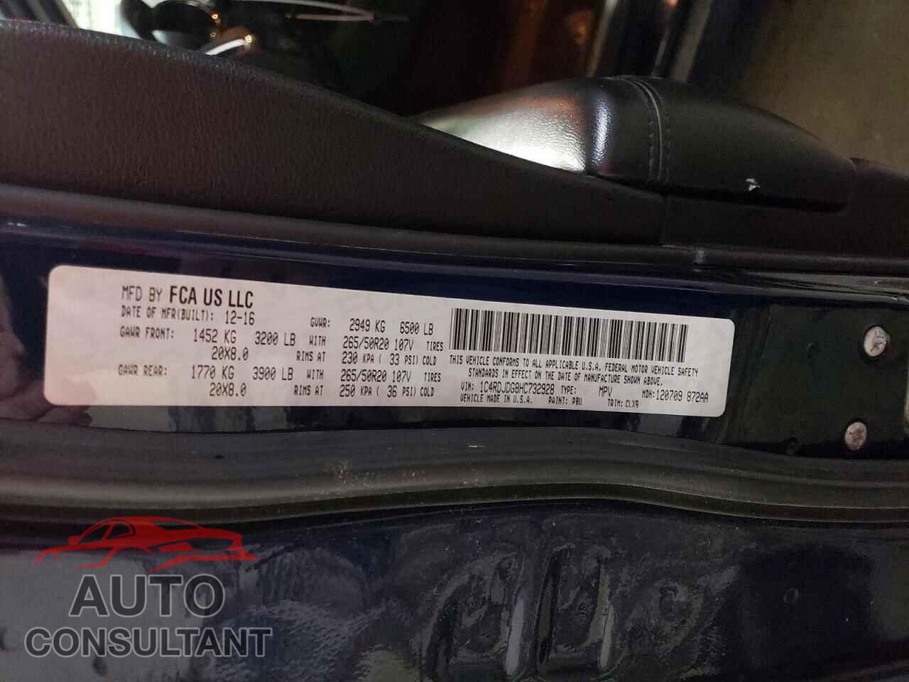 DODGE DURANGO 2017 - 1C4RDJDG8HC732928