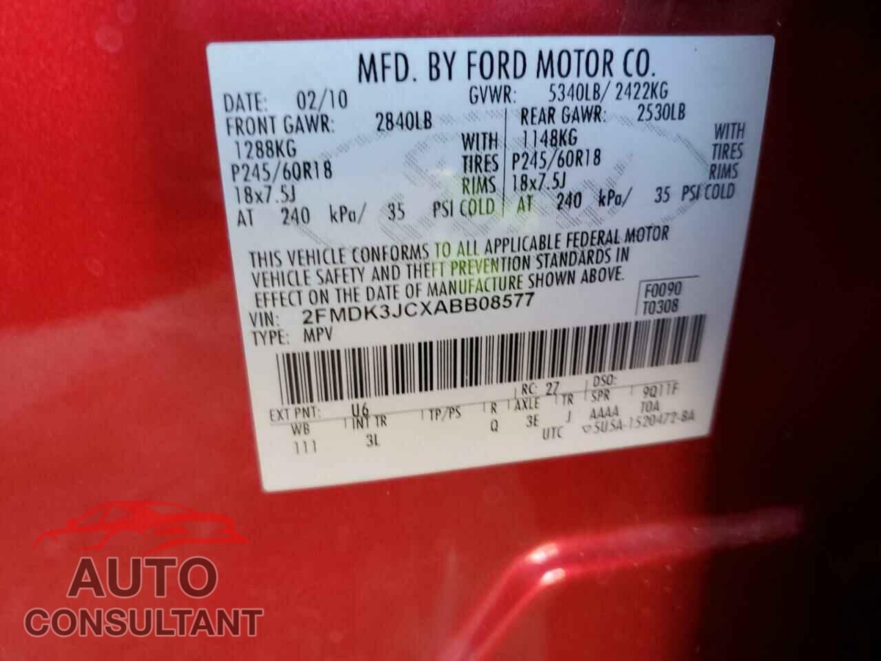 FORD EDGE 2010 - 2FMDK3JCXABB08577