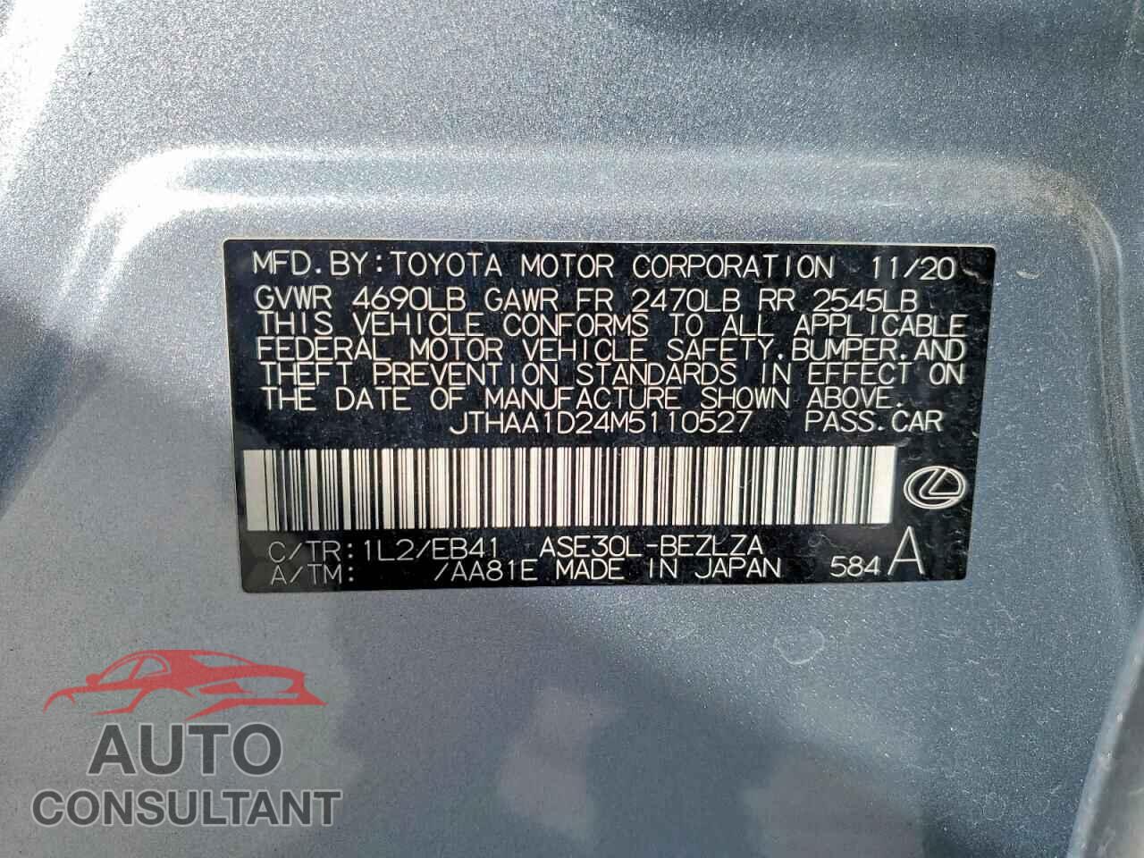 LEXUS IS 2021 - JTHAA1D24M5110527