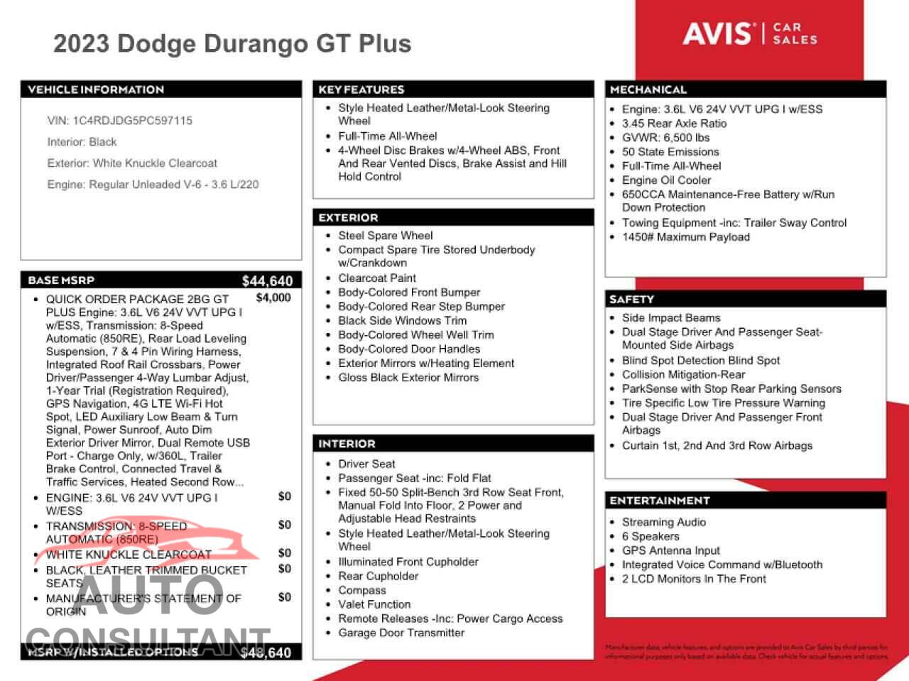 DODGE DURANGO 2023 - 1C4RDJDG5PC597115