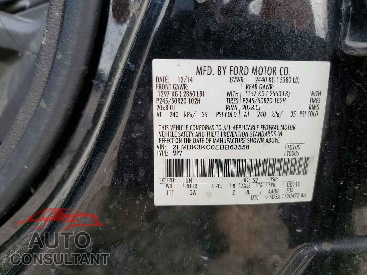 FORD EDGE 2014 - 2FMDK3KC0EBB63558