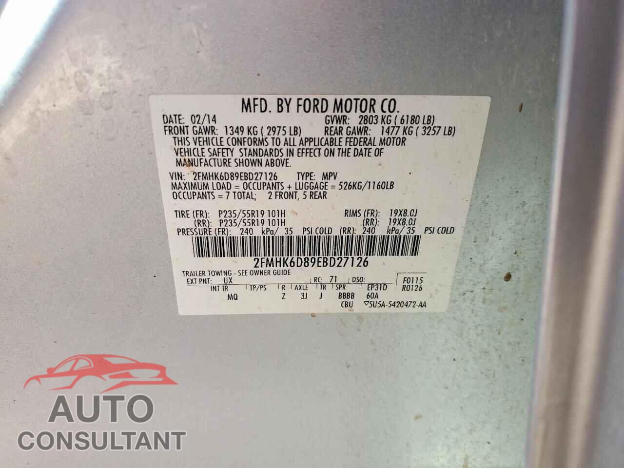 FORD FLEX 2014 - 2FMHK6D89EBD27126