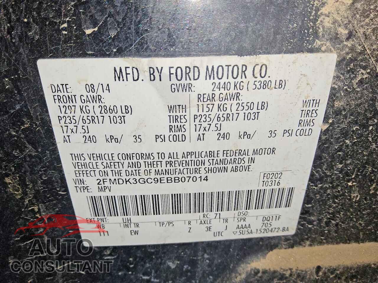 FORD EDGE 2014 - 2FMDK3GC9EBB07014