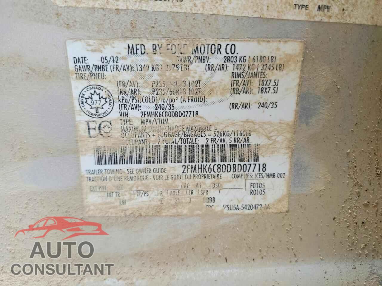 FORD FLEX 2013 - 2FMHK6C80DBD07718