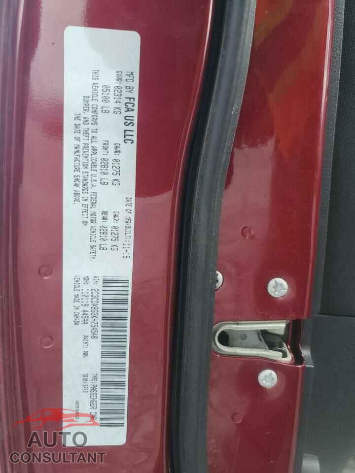 DODGE CHARGER 2019 - 2C3CDXBG3KH754548