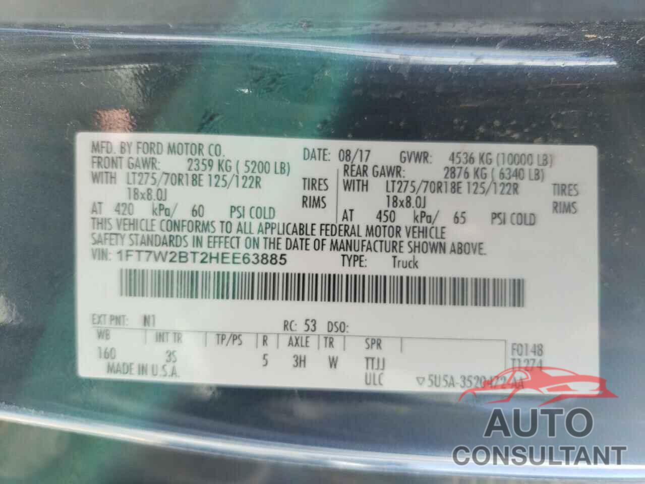 FORD F250 2017 - 1FT7W2BT2HEE63885
