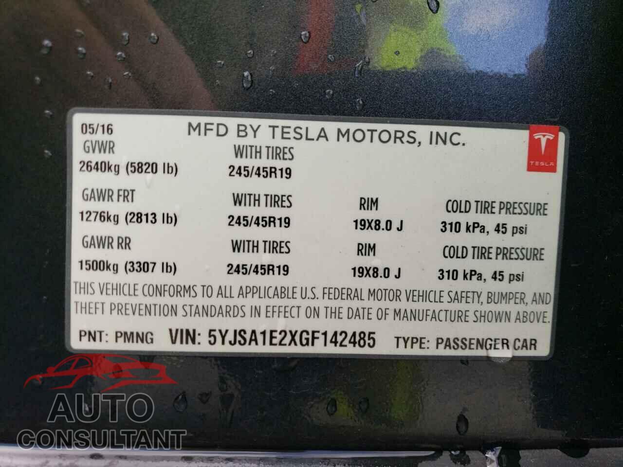 TESLA MODEL S 2016 - 5YJSA1E2XGF142485