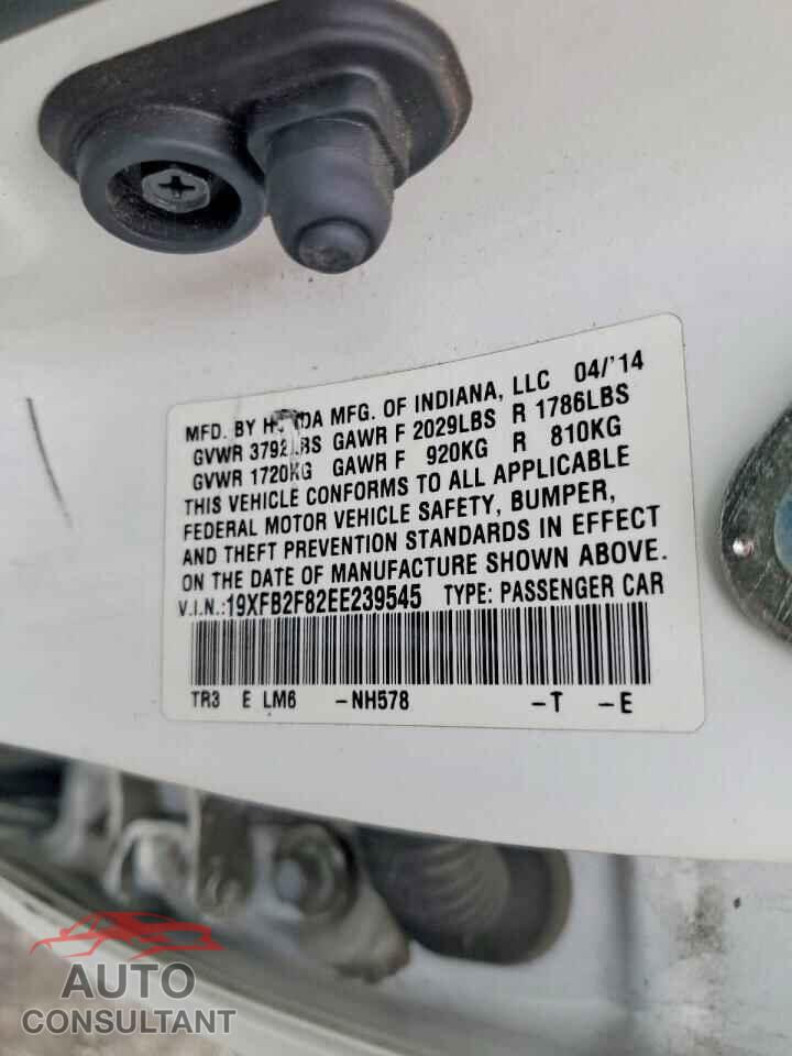 HONDA CIVIC 2014 - 19XFB2F82EE239545