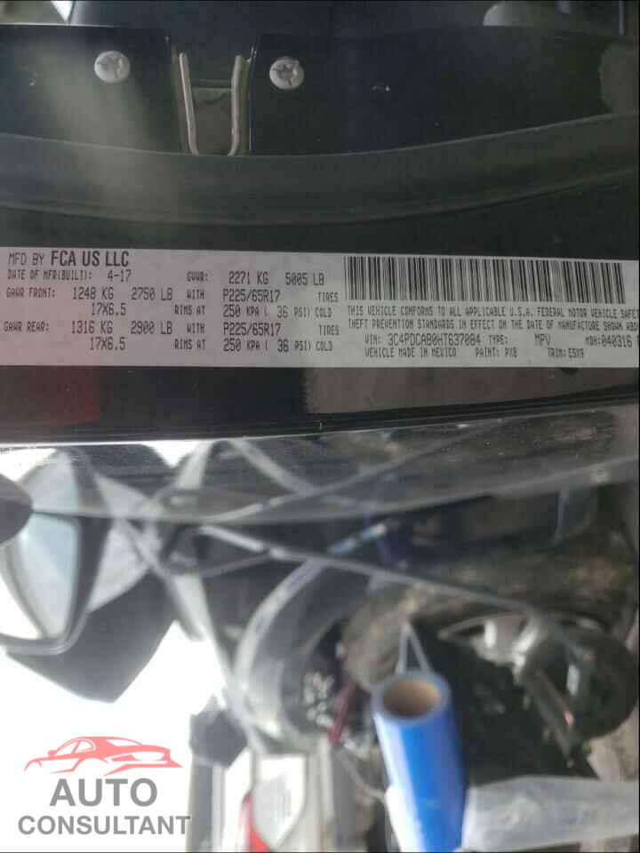 DODGE JOURNEY 2017 - 3C4PDCAB0HT637084