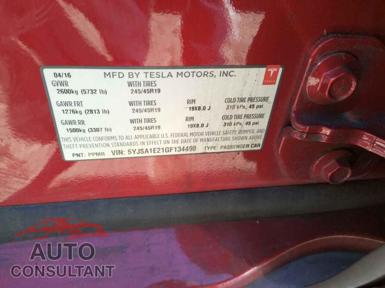 TESLA MODEL S 2016 - 5YJSA1E21GF134498