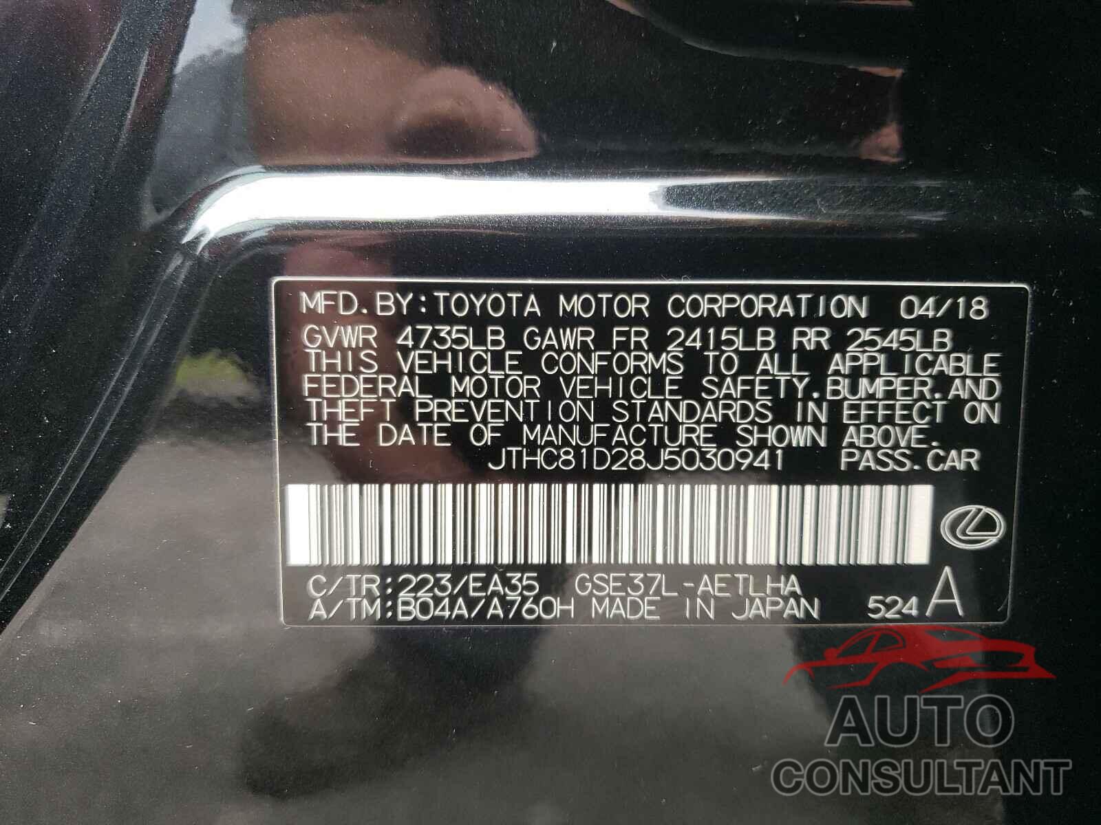 LEXUS IS 2018 - JTHC81D28J5030941