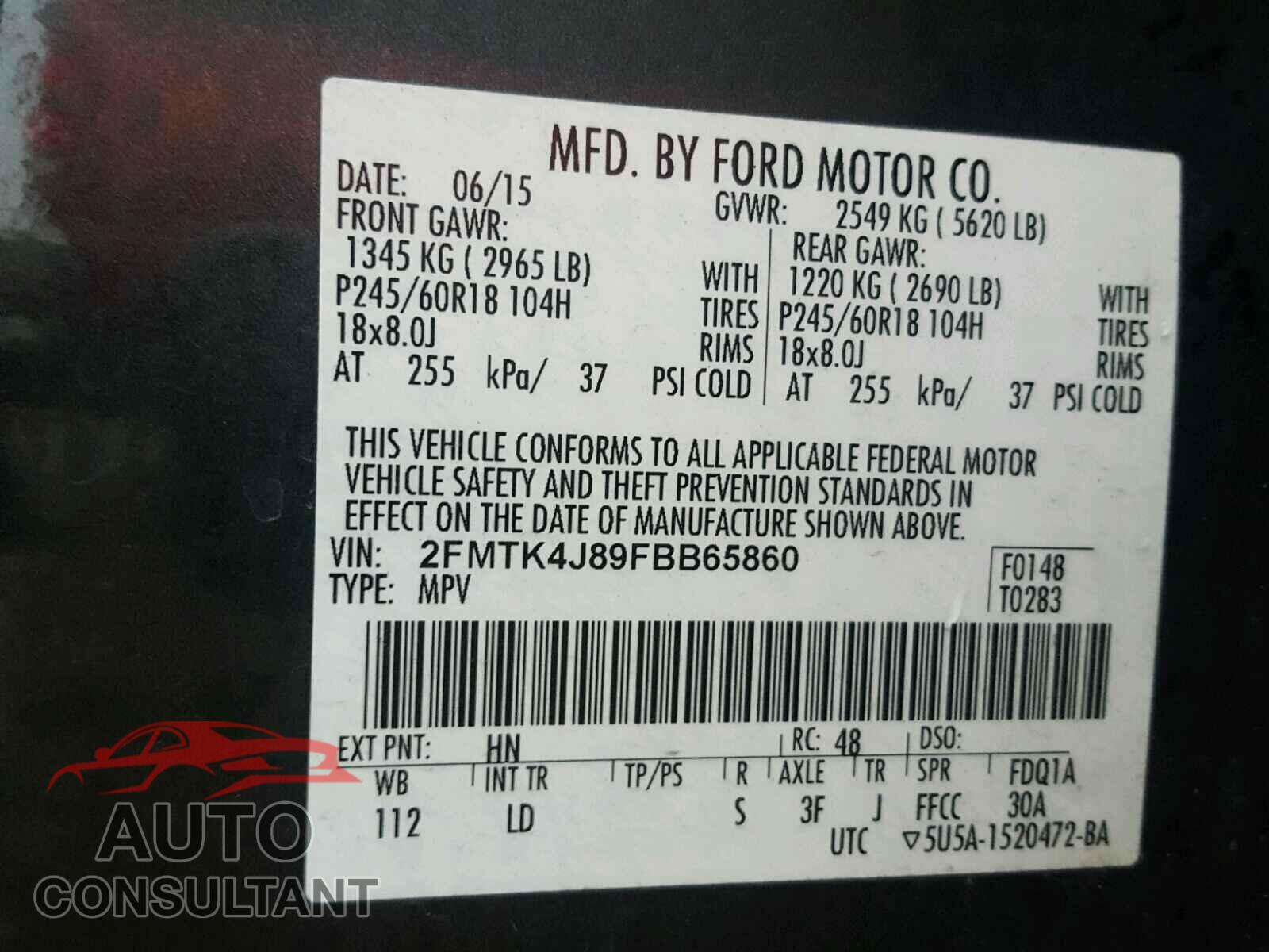 FORD EDGE SEL 2015 - 2FMTK4J89FBB65860